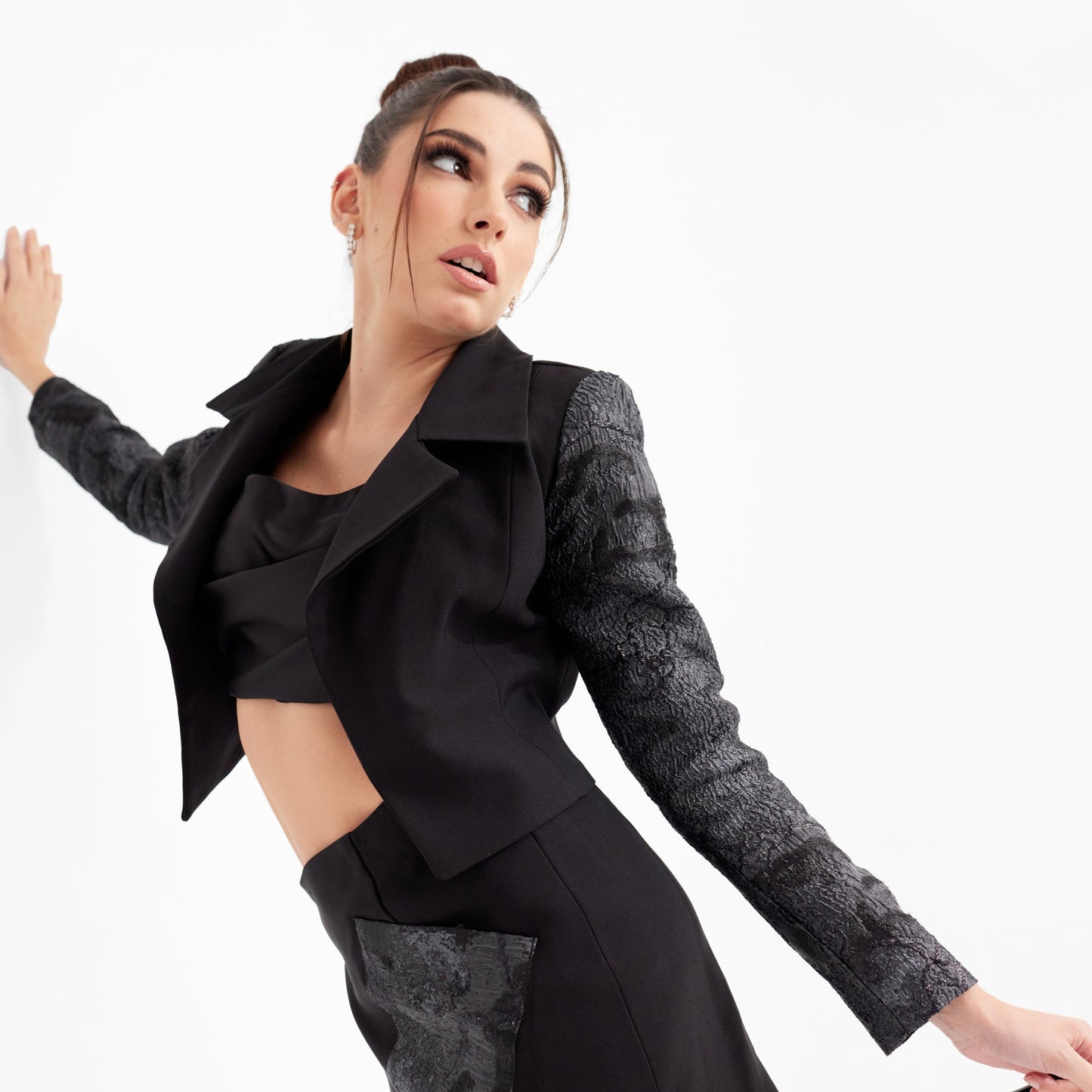 Embellished sleeve blazer